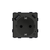 ELEMENT ZIGBEE GERMAN SOCKET+USB, BLACK                                                                                                                                                                                                                        