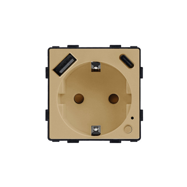 ELEMENT ZIGBEE GERMAN SOCKET+USB, GOLD                                                                                                                                                                                                                         