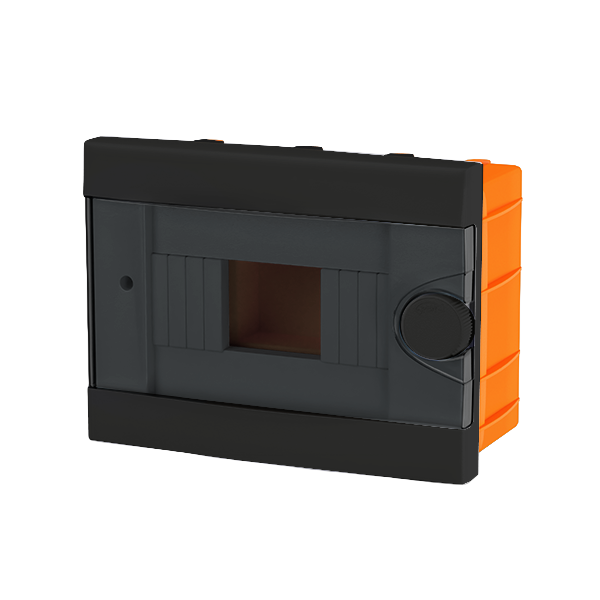 PLASTIC BOX FOR FLUSH MOUNTING 6 WAY (2-6), BLACK                                                                                                                                                                                                              